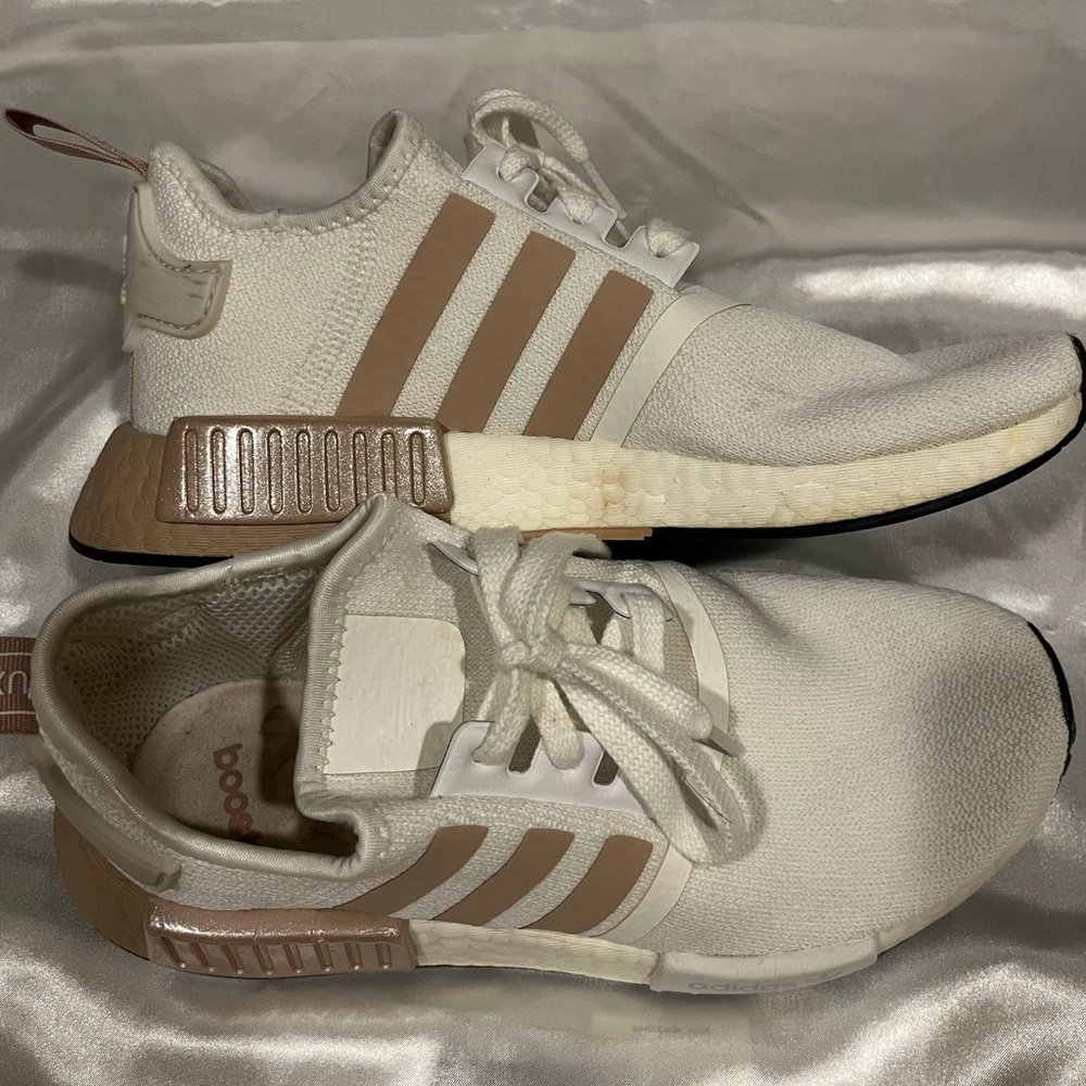 Adidas Tan and White Athletic Shoes